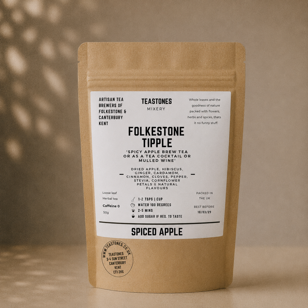 Folkestone Tipple Herbal Tea Spiced Apple & Ginger