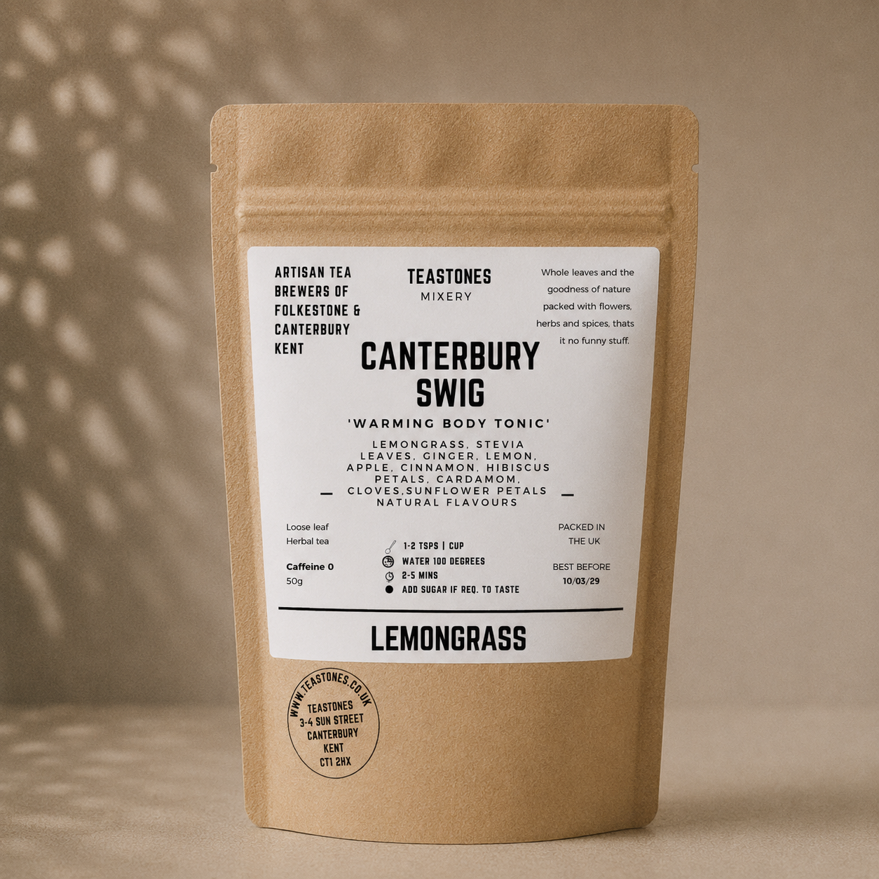 Canterbury Swig herbal Lemon Ginger & Spices